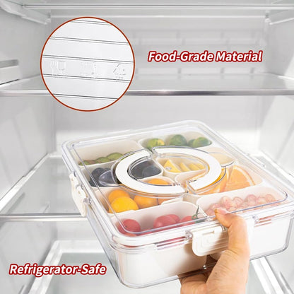 Snack Box Container, Divided Serving Tray with Lid and Handle Snackle Box Container, Snack Organizer for Adults Fruit, Veggie, Perfect for Party, Entertaining