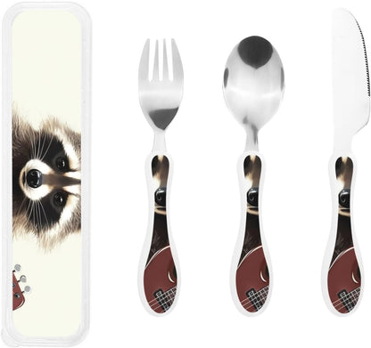 3-Piece Kids Silverware Set With Storage Case, Stainless Steel Reusable Children Safe Knife Spoon Fork Set Long Haired Dachshund Children Flatware Set For Kids Lunch Box