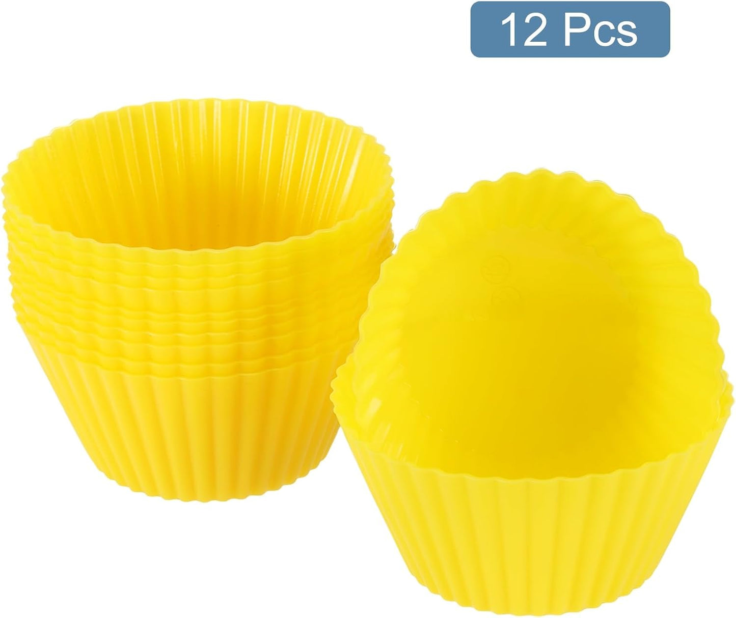 uxcell 18Pcs Silicone Cupcake Liners, Non-Stick Baking Cups, for Cooking Eggs, Baking Muffins and Make a Cake(Pink)
