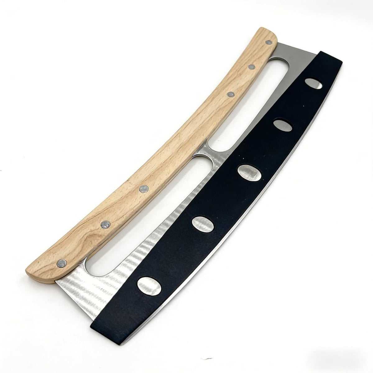 Pizza Cutter Rocker with Wooden Handle (natural wood color)