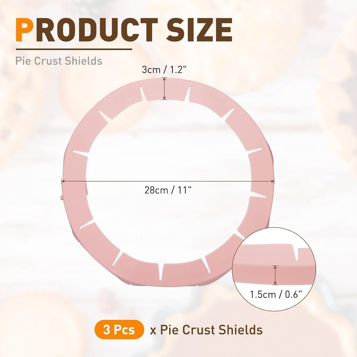 METALLIXITY Adjustable Silicone Pie Crust Shields Yellow