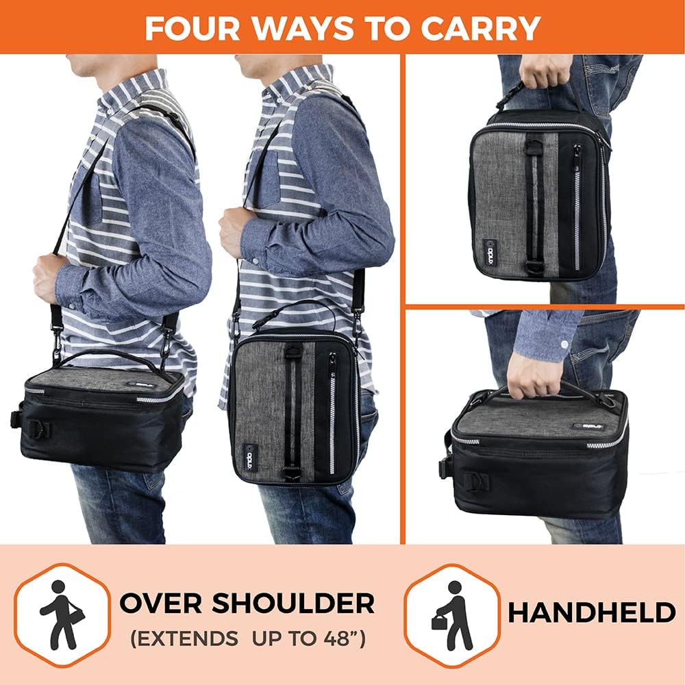 opux Insulated Lunch Box for Men Women Adult, Compact Lunch Bag for Kids Boy Girl Teen, Soft Lunch Cooler Bag for Work School, Leakproof Lunchbox Lunch Pail with Clip-on Buckle, Grey Flowers