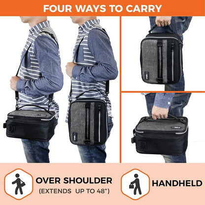 opux Insulated Lunch Box for Men Women Adult, Compact Lunch Bag for Kids Boy Girl Teen, Soft Lunch Cooler Bag for Work School, Leakproof Lunchbox Lunch Pail with Clip-on Buckle, Grey Flowers