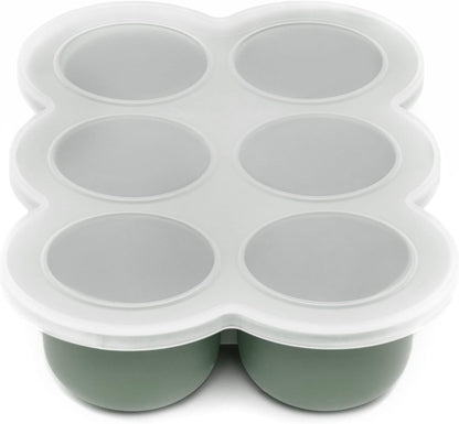 WeeSprout Silicone Freezer Tray with Clip on Lid Perfect Food Storage Container for Homemade Baby Food, Vegetable, Fruit Purees, and Breast Milk (Bright Blue, Six 3 Ounce Sections)