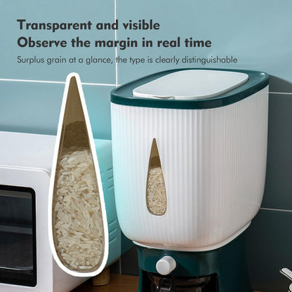 Rice Dispenser Container 10Kg, Large Cereal Dry Food Storage Containers with Measuring Cup, Household Cereal Dispenser Bucket for Rice Corn Soybean Kitchen Pantry