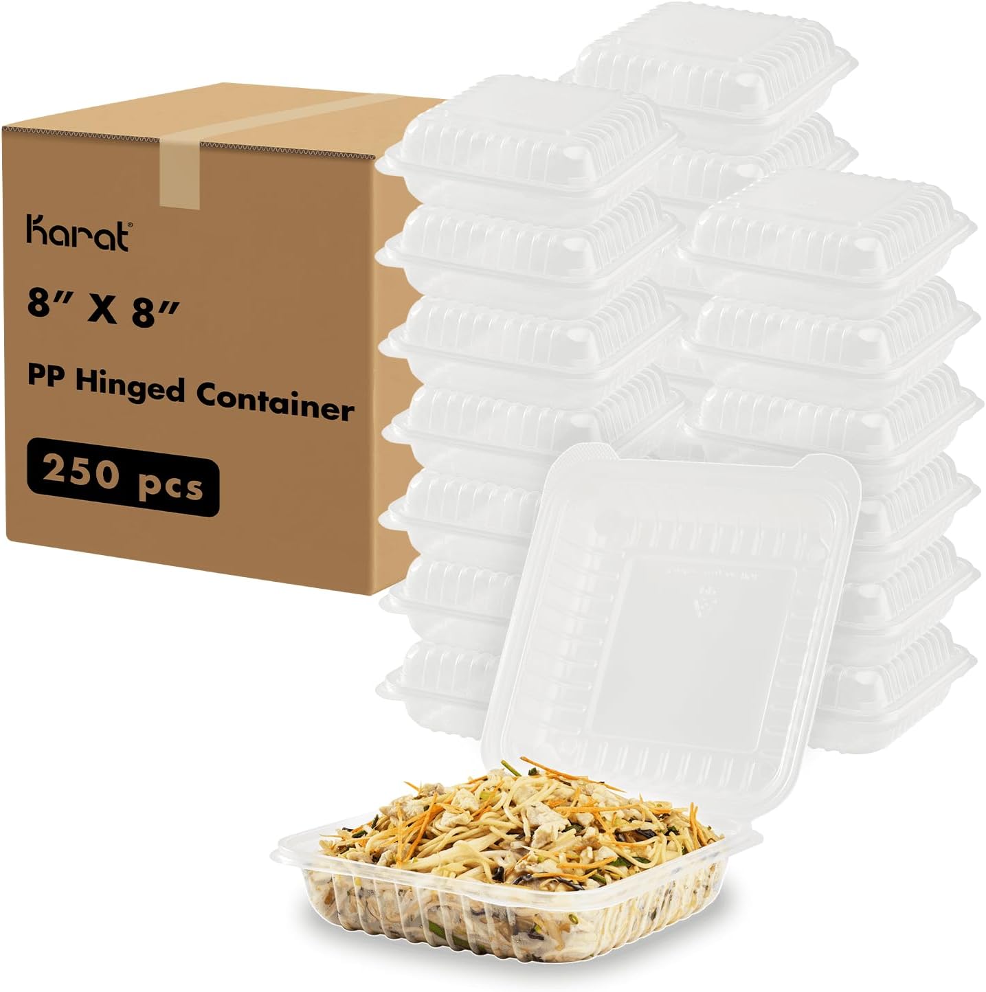 Karat FP-HC99PP-3CU 9"X 9" PP Hinged Containers 3 Compartment - (Case of 200)