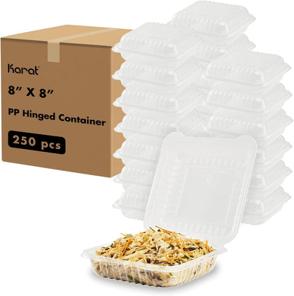 Karat FP-HC99PP-3CU 9"X 9" PP Hinged Containers 3 Compartment - (Case of 200)