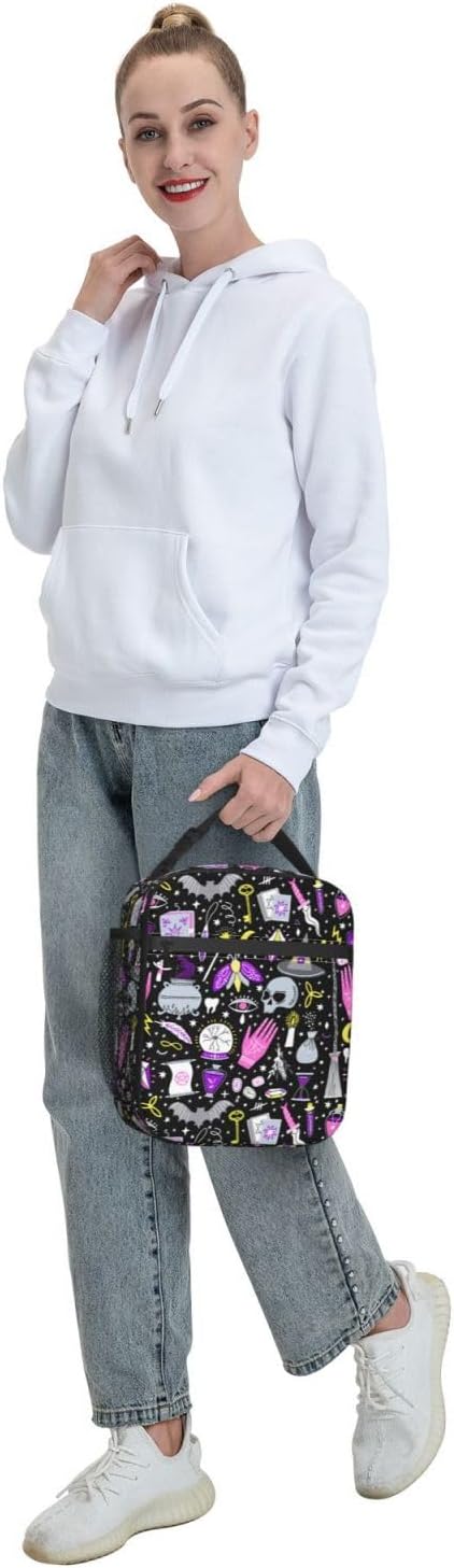 Black Cat Reusable Lunch Box Food Bag Insulated Lunch Bag for Teenage Boys Girls School Beach