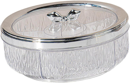 Yajuyi Divided Serving Tray Snack Dishes Dessert Plate Rotating Serving Platter Dish Clear Visibility Lid Suitable for Entertaining Living Room, Rose Golden Bow