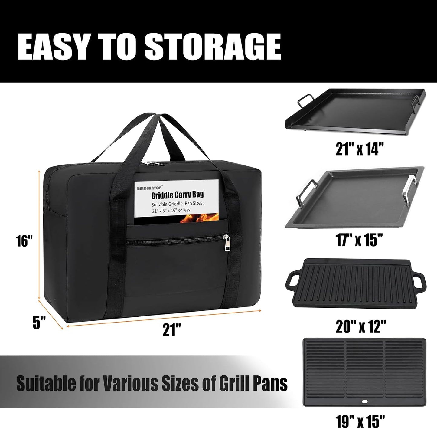 Griddle Carry Bag,Grill Accessory Storage,Large Griddle Accessories Storage Bag, Outdoor Carrying Frying Pan Handbag, Gift for men