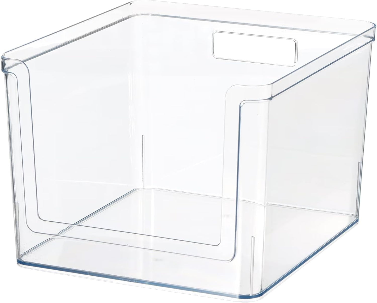 Clear Plastic Extra Large Deep Open-Front Kitchen Pantry Organizer Bins, 12x10.5x8 Inch, with Handles, BPA Free