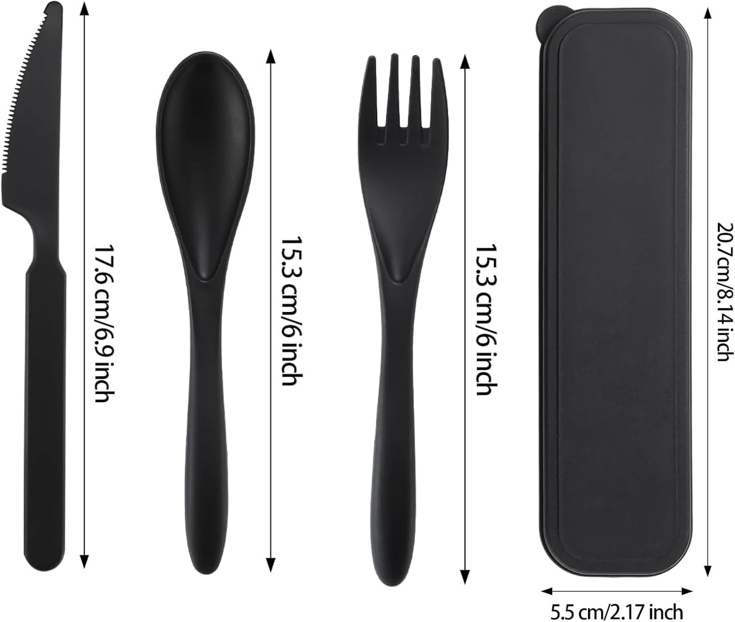 2Pack Reusable Travel Utensil Set, Plastic Fork Spoon Knife with Case, BPA-Free Portable Cutlery for Camping, Picnic & Office (Purple & Pink)