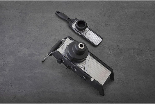 PL8 Professional Mandoline 2.0 - Adjustable Mandoline Slicer with 4 Cutting Thicknesses, Spring-Loaded Hand Guard, Stainless Steel Slicing Ramp, Foldable Non-Skid Feet for Safe, Convenient Food Prep