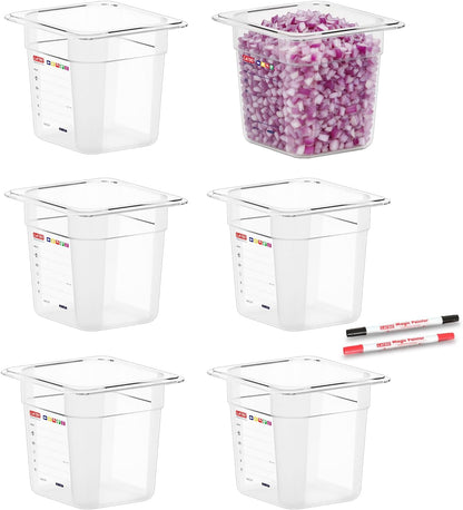6-Pack Clear Polycarbonate Handled Lids for 1/6 Size NSF Food Pans