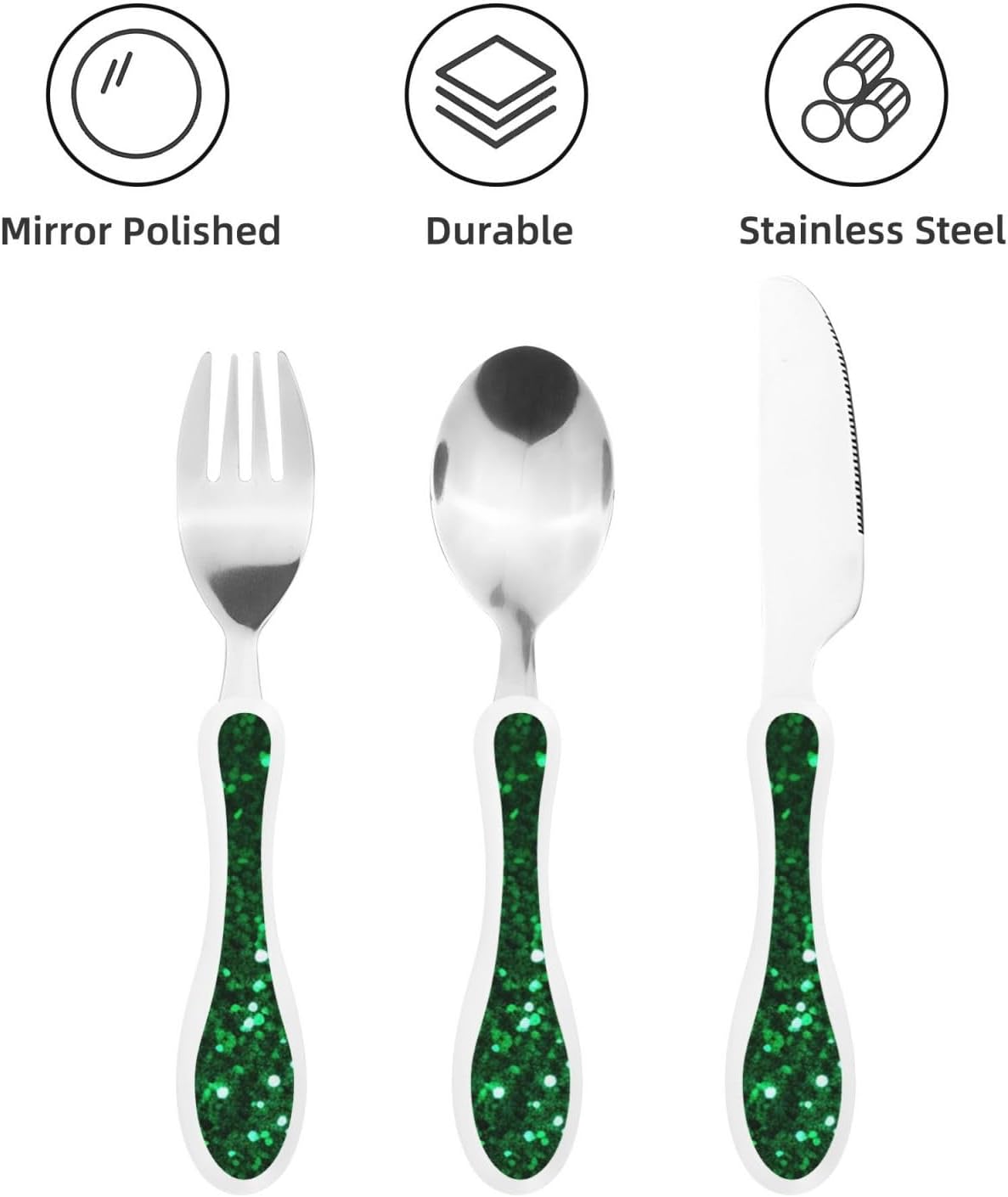 3-Piece Kids Silverware Set With Storage Case, Stainless Steel Reusable Children Safe Knife Spoon Fork Set Black White Stripes Red Rose Flowers Children Flatware Set For Kids Lunch Box