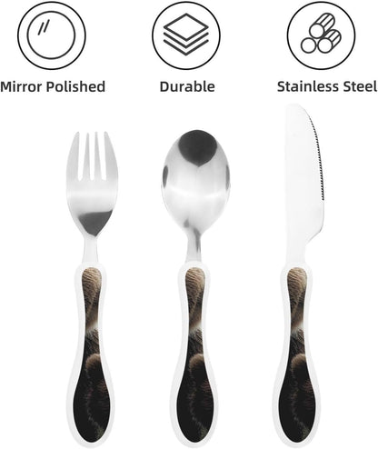 3-Piece Kids Silverware Set With Storage Case, Stainless Steel Reusable Children Safe Knife Spoon Fork Set Parrots On Branches Children Flatware Set For Kids Lunch Box