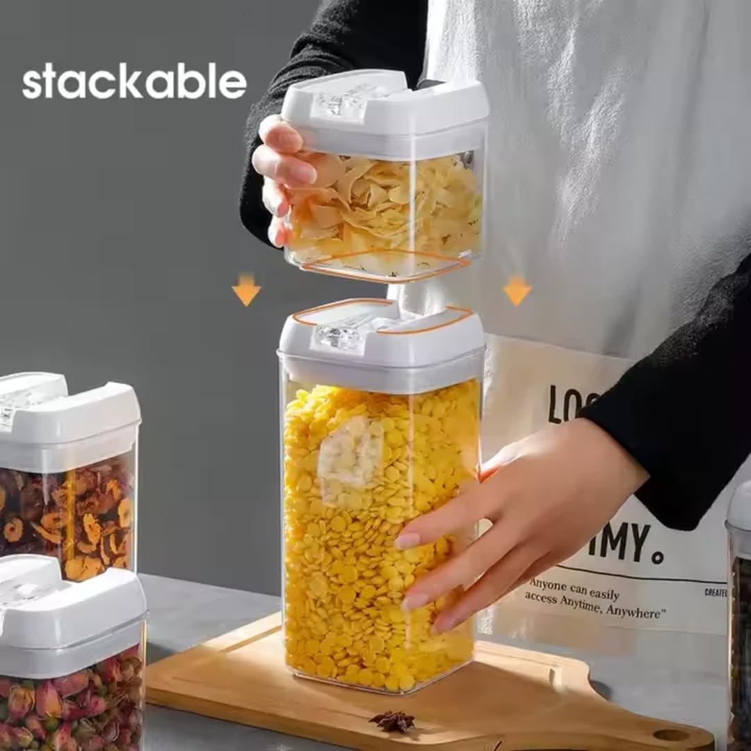 Food Flip‑Tite Airtight Storage Containers 1.2L (2‑Pack), BPA‑Free Acrylic, Easy One‑Hand Flip Lid, Stackable Pantry Jars for Snacks, Coffee, Pet Treats & Small Kitchen Items