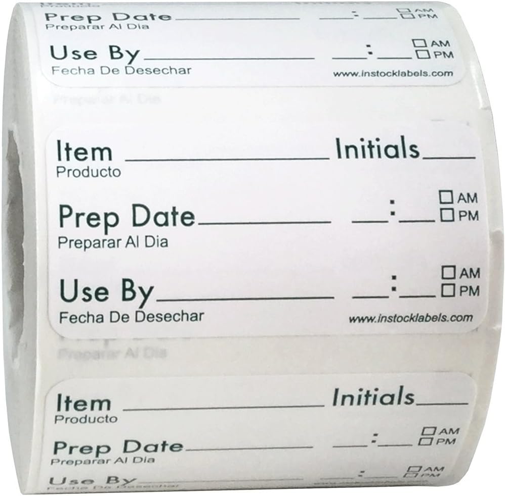 Removable Food Storage Shelf Life Labels for Food Rotation Use by Preparation Stickers Prep Date 1 x 2 Inch 500 Adhesive Stickers