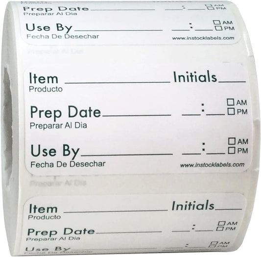Removable Food Storage Shelf Life Labels for Food Rotation Use by Preparation Stickers Prep Date 1 x 2 Inch 500 Adhesive Stickers