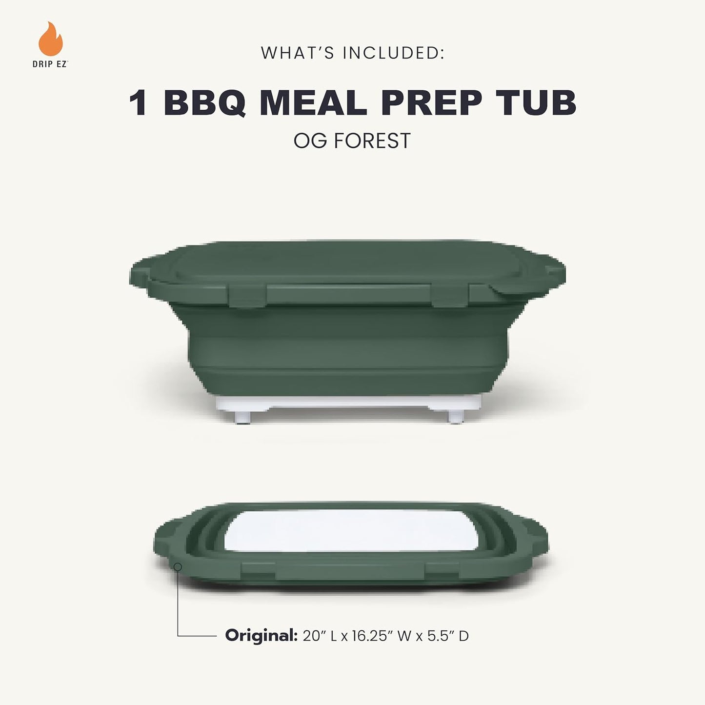 Drip EZ Collapsible BBQ Prep Tub - for Meal Prep Marinating Food Storage - Includes Cutting Board & Locking Lid - (1) XL - Black