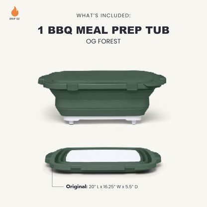 Drip EZ Collapsible BBQ Prep Tub - for Meal Prep Marinating Food Storage - Includes Cutting Board & Locking Lid - (1) XL - Black
