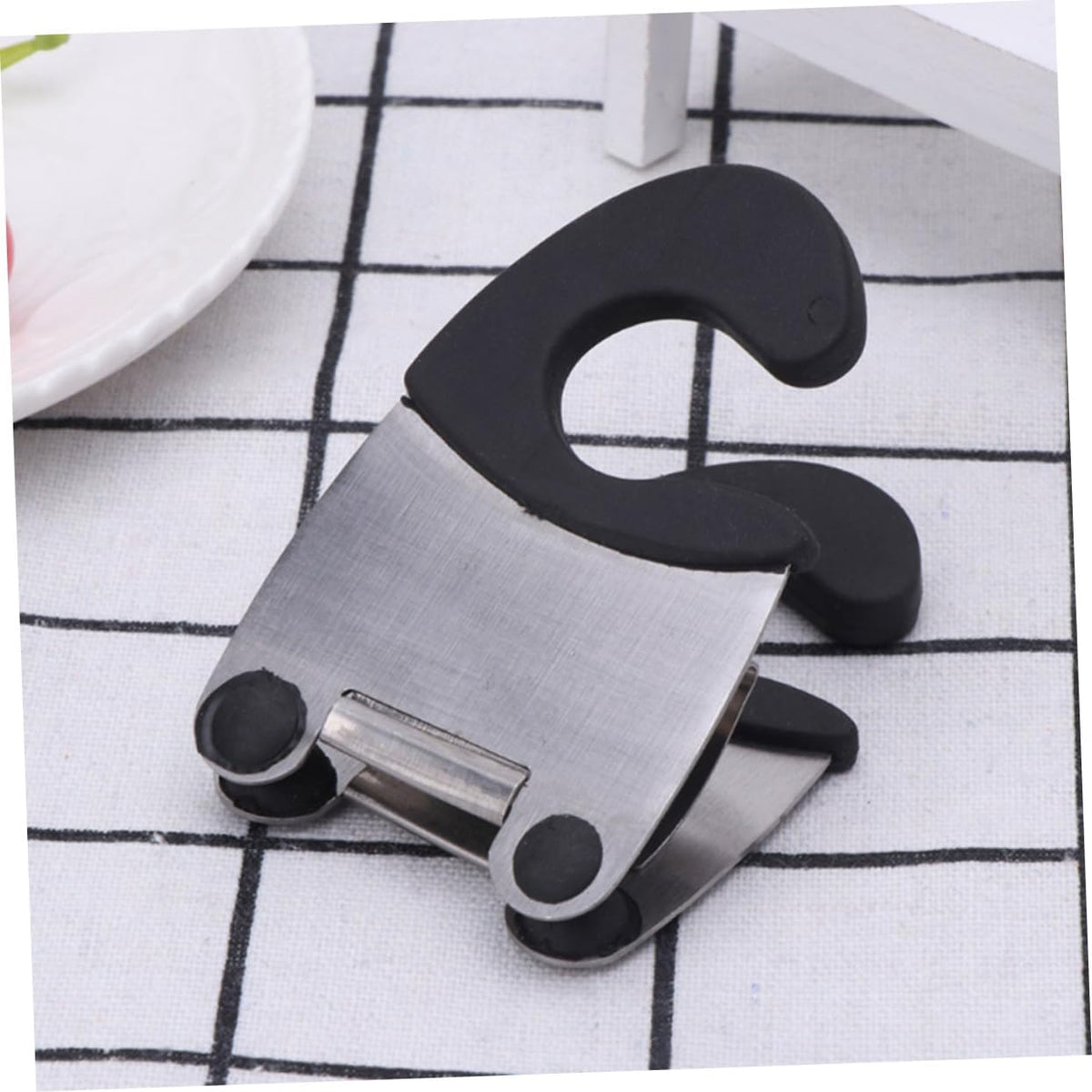 Pot Clip Spoon Holder, Stainless Steel Heat Resistant Kitchen Tool Black