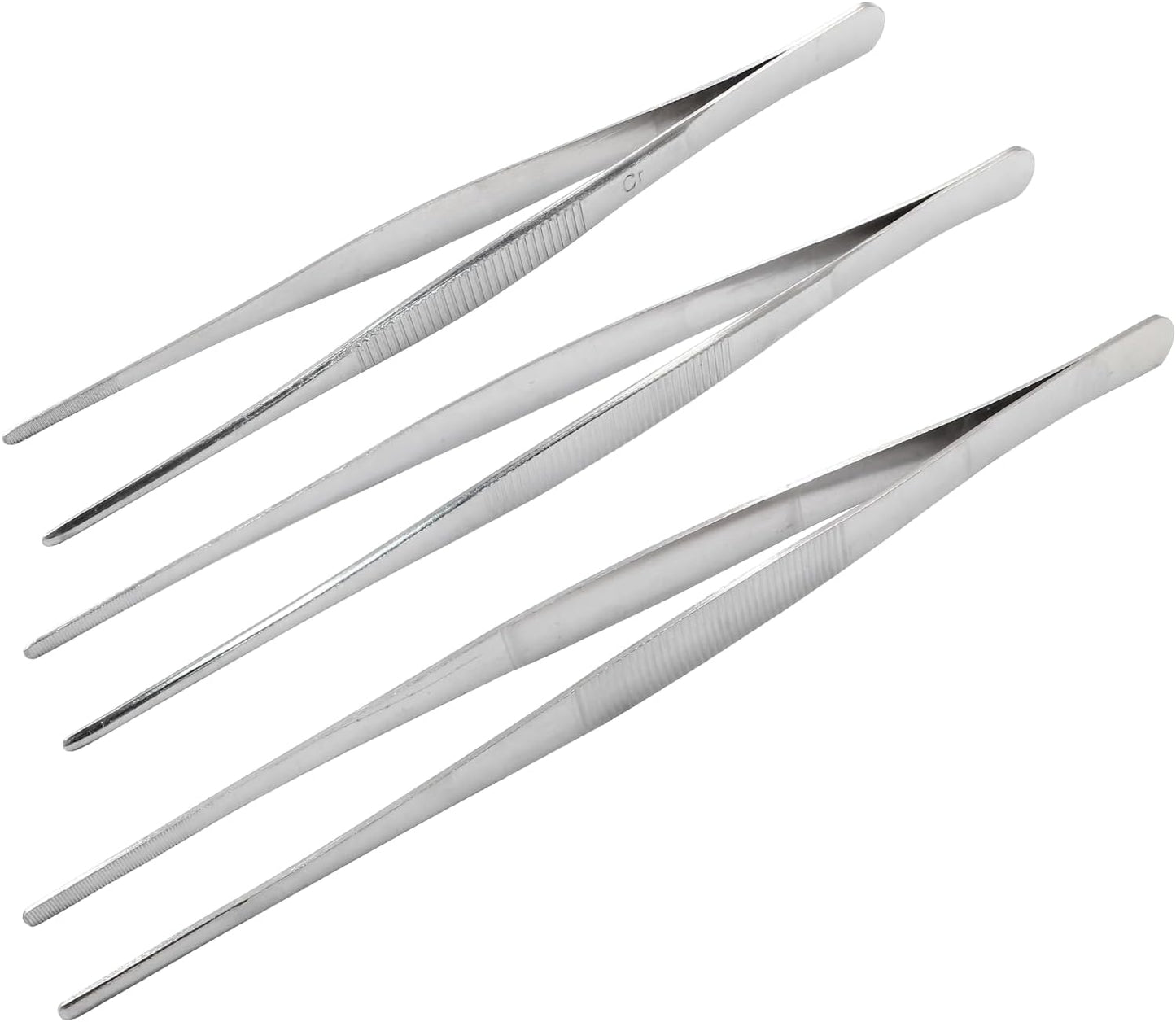Stainless Steel Food Tweezers Kitchen Tweezers Tongs Set of 3, Cooking Tweezers Culinary Tweezers, Fine Chef Tweezers for Cooking Decorating Kitchen (8" 10" 12")