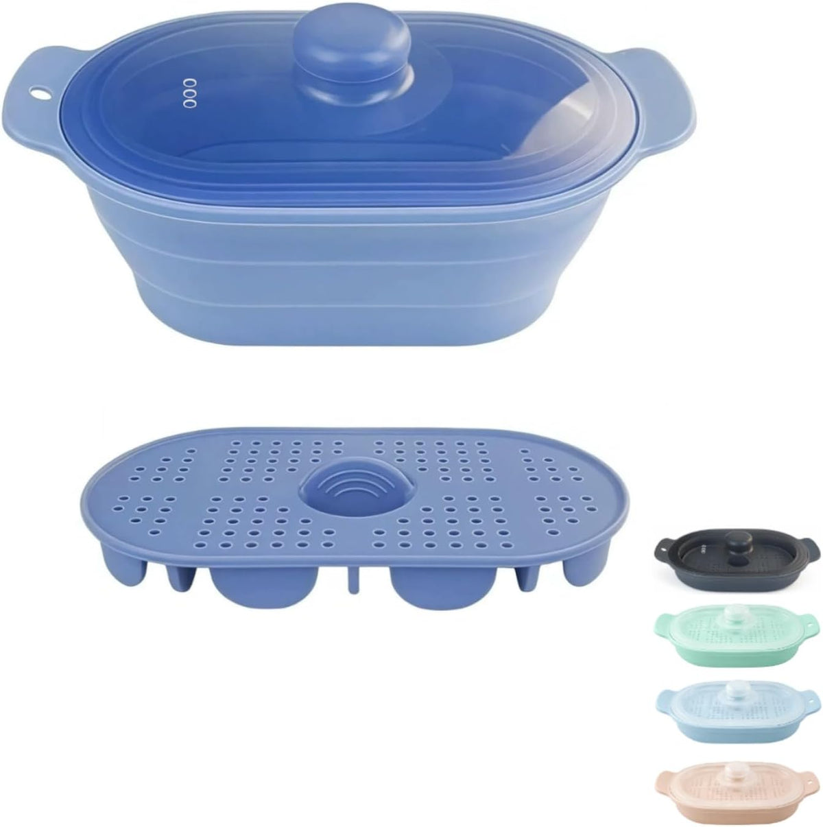40oz Silicone Microwave Steamer For Cooking Food, Vegetable Steamer, Grey
