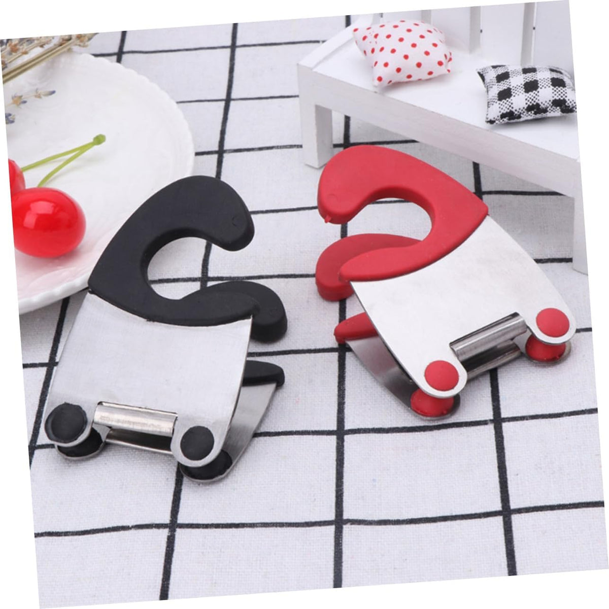 Pot Clip Spoon Holder, Stainless Steel Heat Resistant Kitchen Tool Black