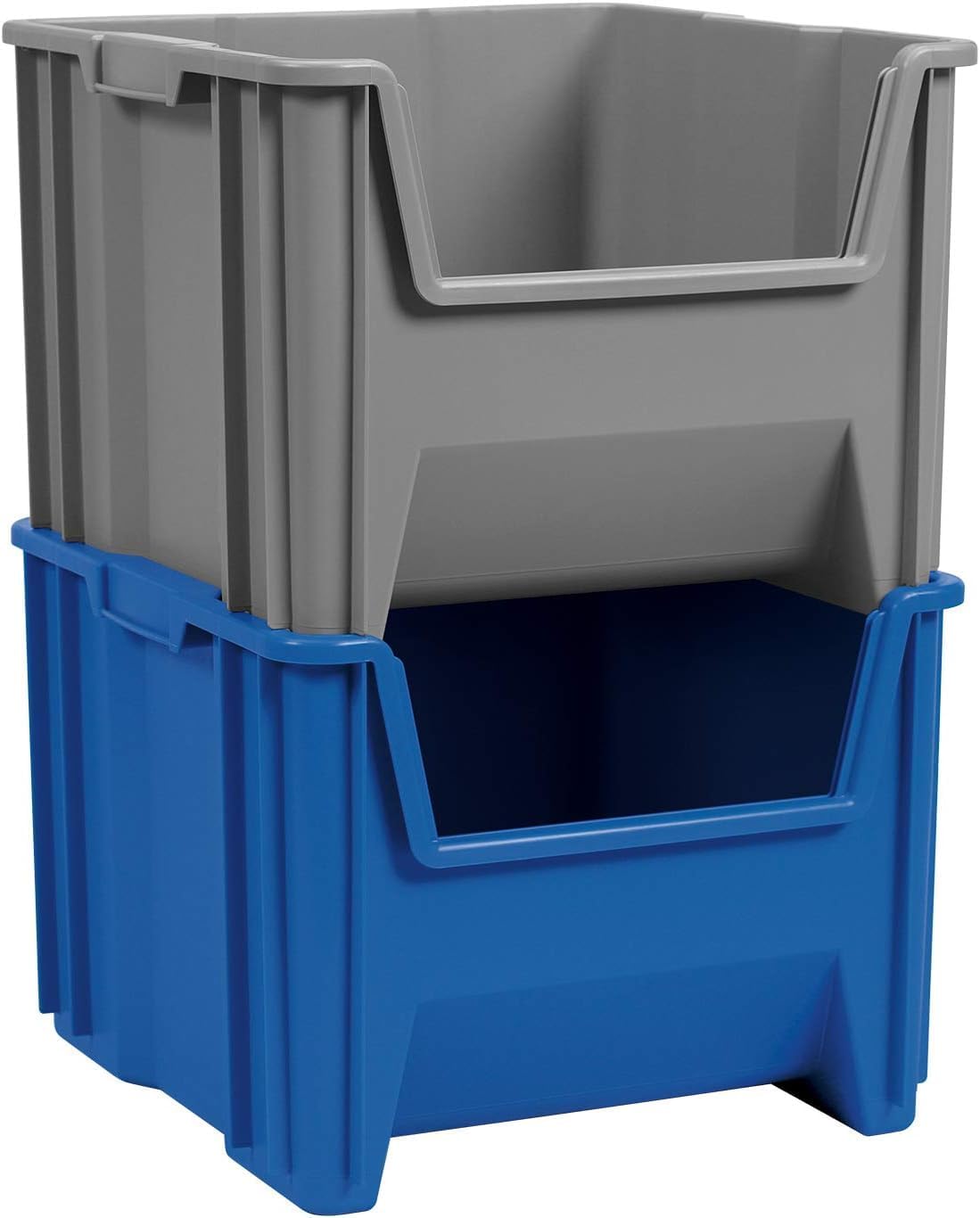 Akro-Mils 13018 Stak-N-Store Stackable Storage Bins, Heavy Duty Garage Storage Containers, Open Front Plastic Organizer for Tools, Shelves, Closet Organizer, 17-1/2" x 16-1/2" x 12-1/2", Clear, 2-Pack