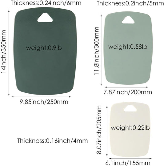 Cutting Board Set for Kitchen,Plastic Large-small Chopping Board Set of 3,Dishwasher Safe,BPA Free