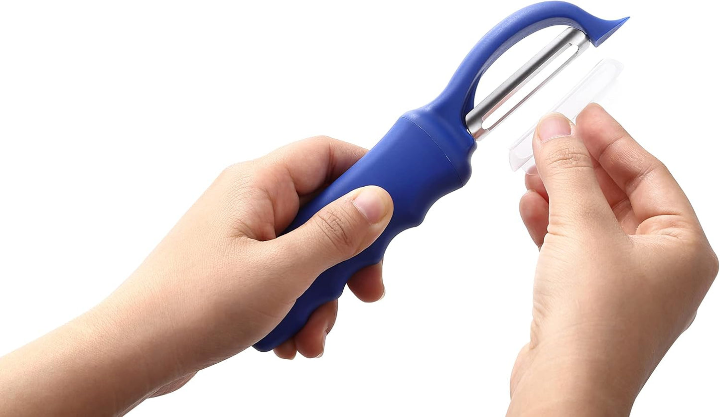 Spring Chef Premium Swivel Vegetable Peeler, Soft Grip Handle and Ultra Sharp Stainless Steel Blades - Perfect Kitchen Peeler For Veggie, Fruit, Potato, Carrot, Apple - Mango
