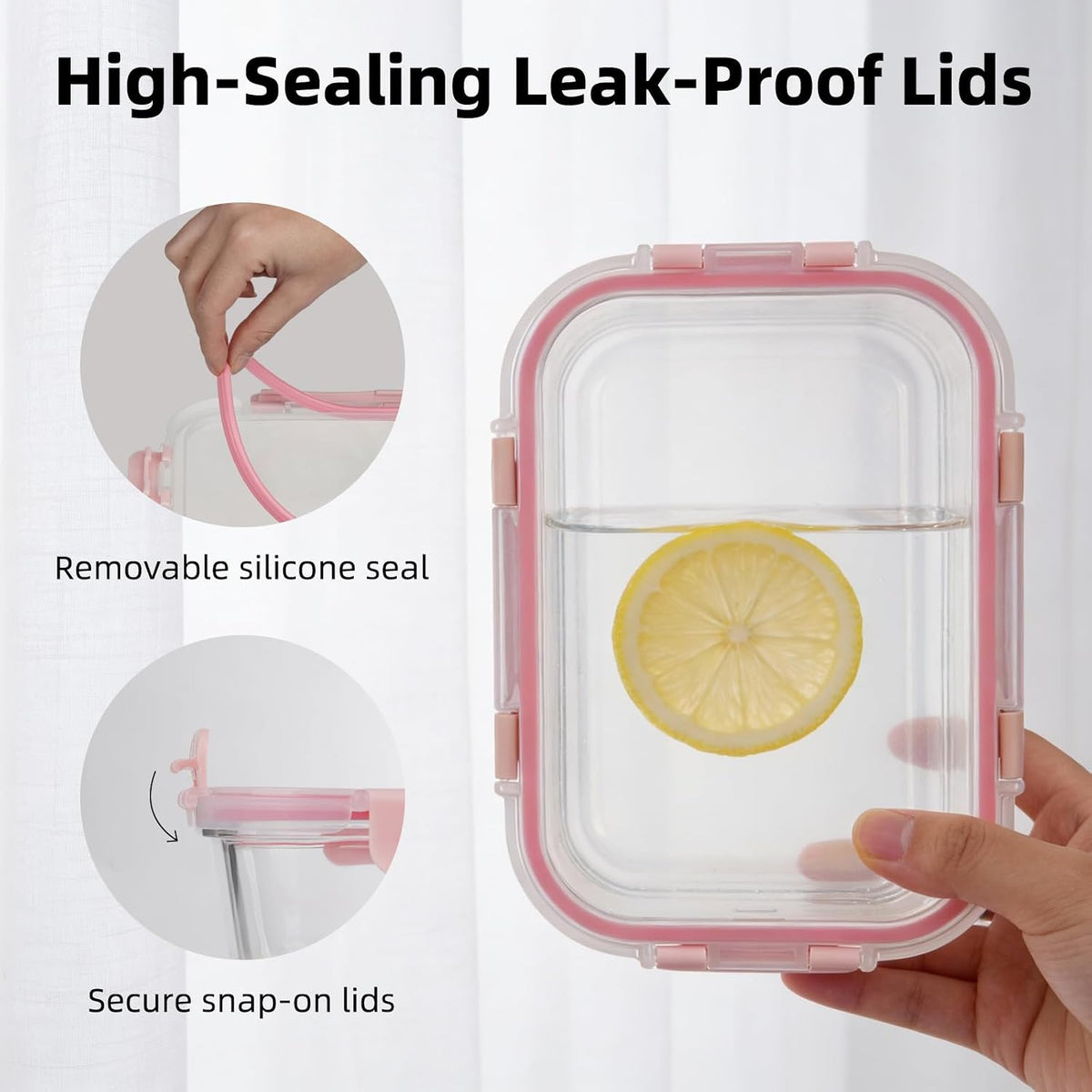 Konokyo Square Glass Food Storage Containers with Lids, 12 Pack Airtight Leakproof Meal Prep Containers, BPA-Free, Microwave Oven Freezer & Dishwasher Safe, Assorted Sizes