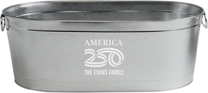 Let's Make Memories Personalized Beverage Tub - Custom Beverage Tub - Customize With Name & initial - Galvanized Drink Tub - 20 ¾"L x 11 ¾"W x 7" H - 5.5 Gallons