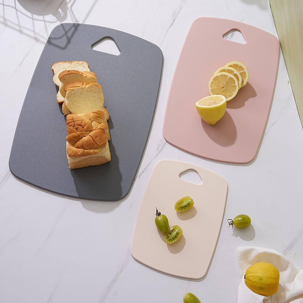 Cutting Board Set for Kitchen,Plastic Large-small Chopping Board Set of 3,Dishwasher Safe,BPA Free