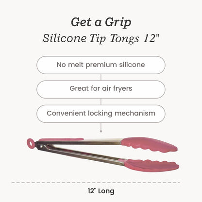 StarPack Premium Silicone Kitchen Tongs Set of 2 (9-Inch & 12-Inch) - Stainless Steel with Non-Stick Silicone Tips, High Heat Resistant to 480°F, For Cooking, Serving, Grill, BBQ & Salad (Cherry Red)