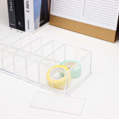 NatSumeBasics Clear Acrylic Drawer Organizer with 6 Compartments, 3.3" Width Desk Storage for Office Accessories, Not for Credit & Business Cards