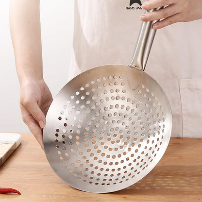 Cabilock Stainless Steel Skimmer Spoon, 17.12 Inch Fine Mesh Slotted Strainer with Long Handle for Frying, Hot Pot, Pasta, Dumplings and Kitchen Cooking