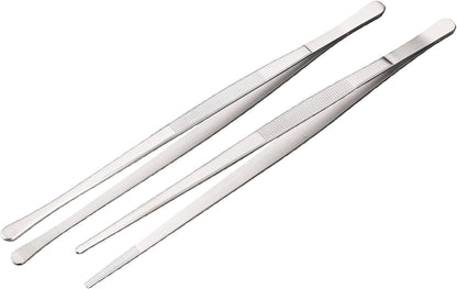 Tweezer Tongs, 12-Inches Stainless Steel Food Cooking Tongs for Kitchen Cooking BBQ Grilling Meat,Set of 2 (Cooking Tweezer 12inch 2p)