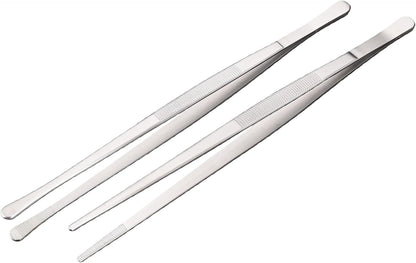 Tweezer Tongs, 12-Inches Stainless Steel Food Cooking Tongs for Kitchen Cooking BBQ Grilling Meat,Set of 2 (Cooking Tweezer 12inch 2p)