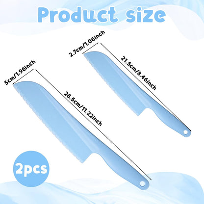2Pcs Plastic Knife, Serrated Kitchen Cutter, Vegetable Knife to Prevent Browning Plastics Cake Knifes, Plastic Knives Heavy Duty for Cooking and Cutting Dishwasher Safe