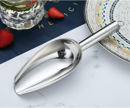 Berglander Stainless Steel Ice Scoop 6 OZ, Metal Ice Scooper For Ice Maker, Multipurpose For Candy Kitchen Bar Party Wedding Pet Animal Dog Food Scoop Beach Shovel (Silver)