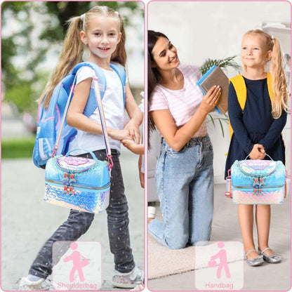 RHCPFOVR Kids Lunch Bag - Double - Decker Cooler Insulated Lunch Box for Boys Girls,Washable Lunch Bag with Strap and Reusable Toddler Lunchbox for School and Daycare