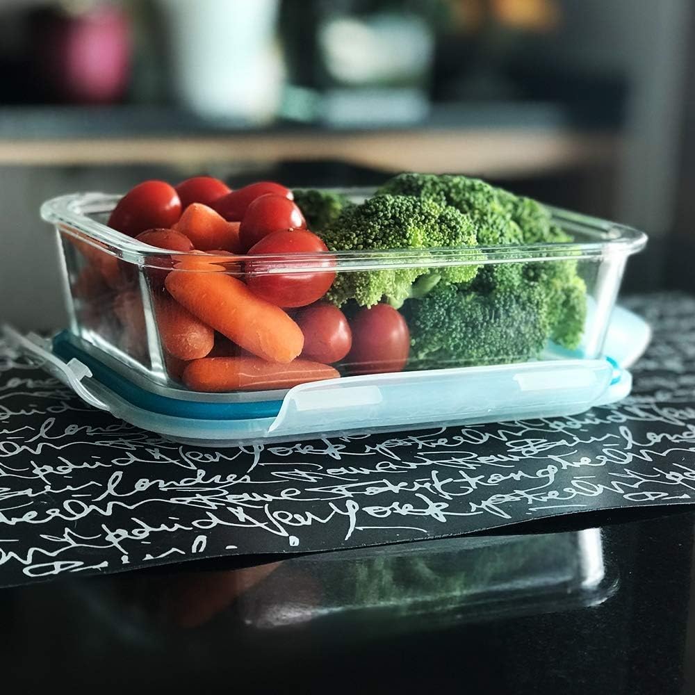 Rectangular Glass Food Storage Containers with Airtight Lids, 5-Piece Set – 34oz, 22oz, 13oz Meal Prep & Leftover Containers, Oven Microwave Freezer Dishwasher Safe