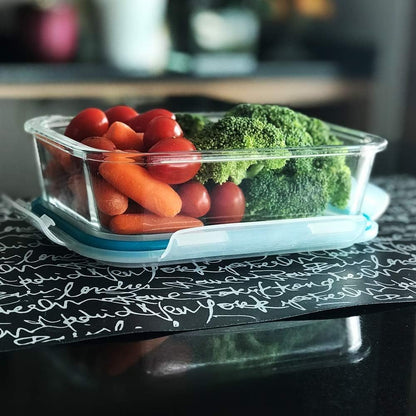 Rectangular Glass Food Storage Containers with Airtight Lids, 5-Piece Set – 34oz, 22oz, 13oz Meal Prep & Leftover Containers, Oven Microwave Freezer Dishwasher Safe