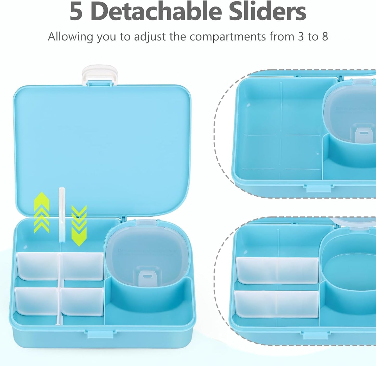 JOOPETALK Kids Snackle Lunch Box with Leak-Proof Snack Container, 8 Compartments with Detachable Dividers, BPA-Free, Dishwasher Safe – Bento Box for School & Travel(Blue)