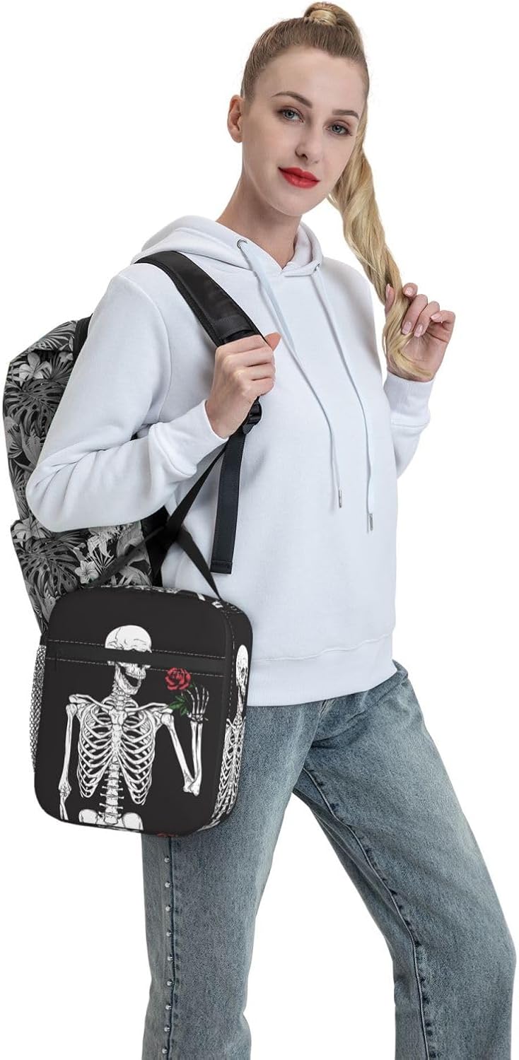 Black Cat Reusable Lunch Box Food Bag Insulated Lunch Bag for Teenage Boys Girls School Beach