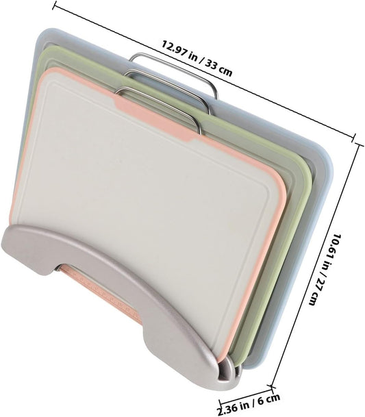 GARVALON Vegetable Cutting Mat and Non-slip Chopping Board Set with Rose Gold Base, Plastic Food Chopping Boards for Kitchen Countertop Organizer, Food Prep and Fruit Cutting