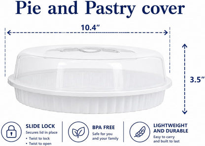1-ct - Reusable Pie Container With Lid, 9" (Clear Lid) Transparent Pie Carrier Pastry Storage Durable Plastic Food Cakes Tarts & Desserts Container with Secure Lid for Transport & Storage