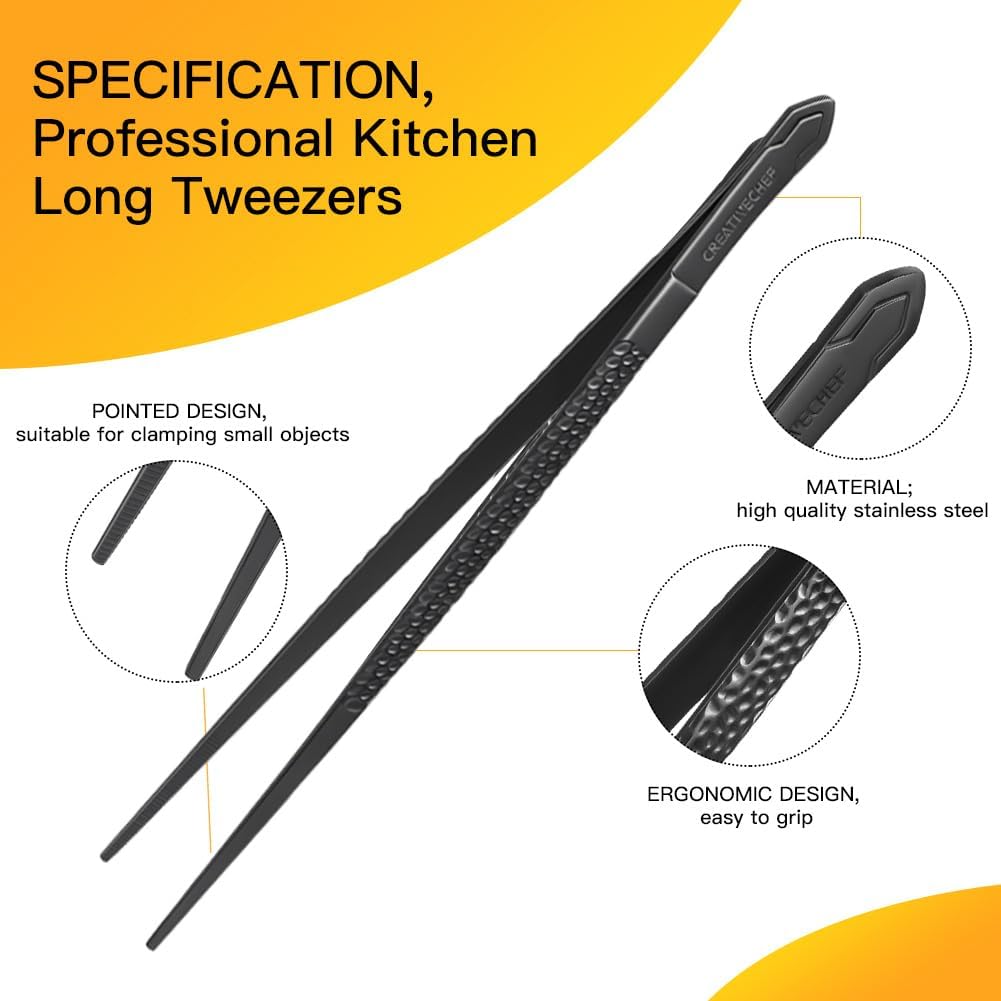 Cooking Tweezers, Chef's Tweezers Tongs, Universal for all kinds of cooking, steak, plating, pasta and many other scenarios (1PC Set)